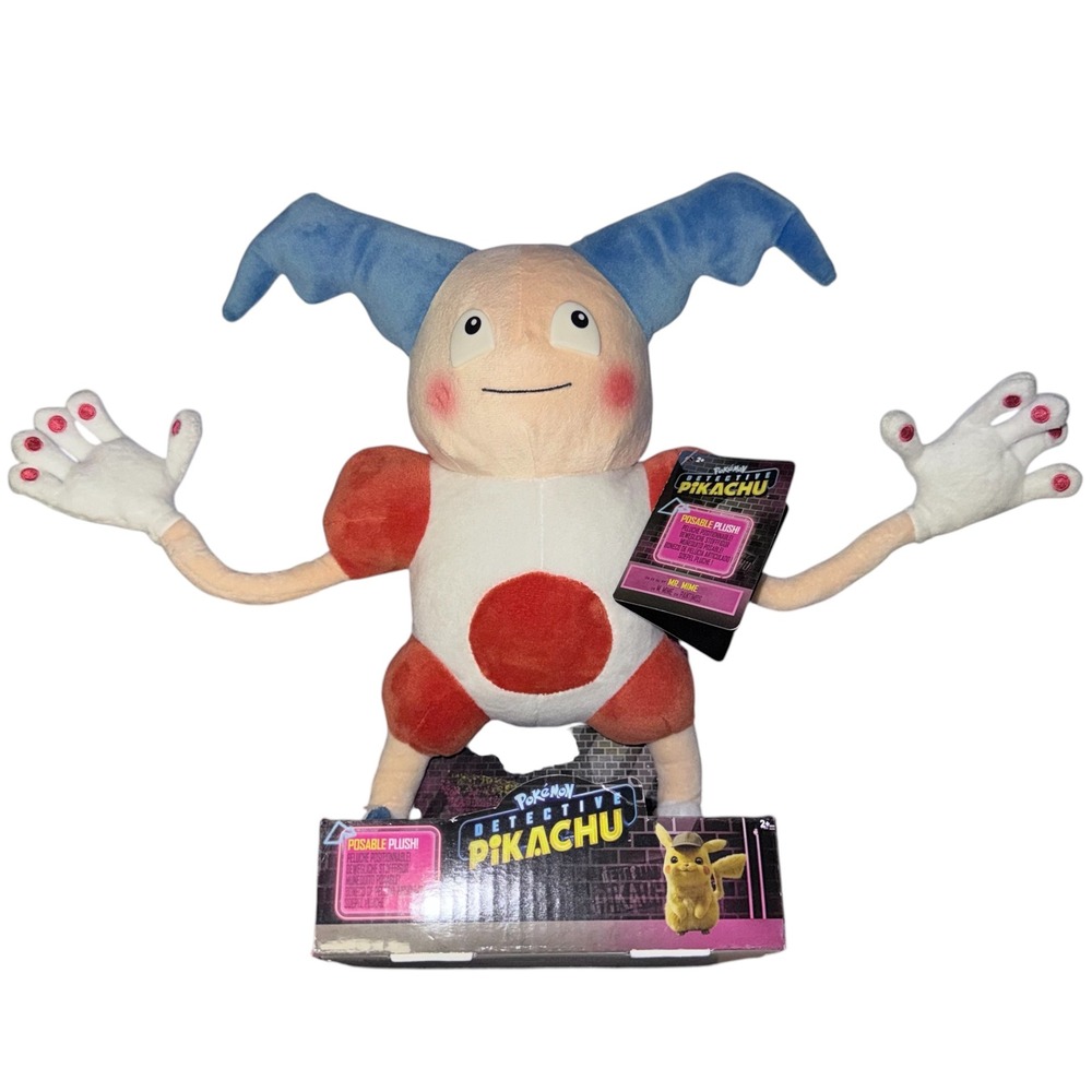 Detective Pikachu Mr. Mime Pokemon Posable Plush Toy 2019 Wicked Cool Toys New